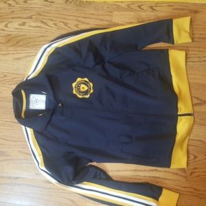 Champion Men's LARGE training jacket blue w/ yellow, white trim zippered front